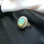 Pave Diamond Opal Ring 14k Gold Wedding Proposal Ring Gift Fine Jewelry Gift.