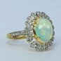Pave Diamond Opal Ring 14k Gold Wedding Proposal Ring Gift Fine Jewelry Gift.