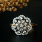 14k Solid Gold Floral Cluster Diamond Statement Ring Blossom Engagement Ring.