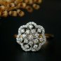 14k Solid Gold Floral Cluster Diamond Statement Ring Blossom Engagement Ring.