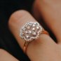 14k Solid Gold Floral Cluster Diamond Statement Ring Blossom Engagement Ring.