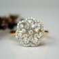 14k Solid Gold Floral Cluster Diamond Statement Ring Blossom Engagement Ring.