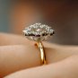 14k Solid Gold Floral Cluster Diamond Statement Ring Blossom Engagement Ring.