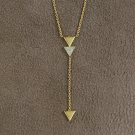 Diamond Trillion Shaped Necklace 14k Solid Gold Layering Triangle Necklace Gift.