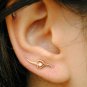 Heart Diamond Ear Climber 14k Gold Ear Crawler Sweep Cuff Bridal Diamond Cuff.