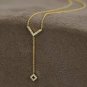 Diamond Lariat Necklace 14k Solid Gold Layering Diamond Arrow Necklace Gift.