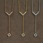 Diamond Lariat Necklace 14k Solid Gold Layering Diamond Arrow Necklace Gift.