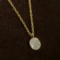 Diamond Disc Necklace 14k Solid Gold Dainty Round Necklace Anniversary Pendant.