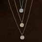 Diamond Disc Necklace 14k Solid Gold Dainty Round Necklace Anniversary Pendant.