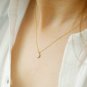 Diamond Disc Necklace 14k Solid Gold Dainty Round Necklace Anniversary Pendant.