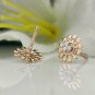 Sunflower Earring 14k Solid Gold Tiny Diamond Studs Sunflower Ear Stud Jewelry.