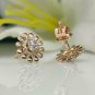 Sunflower Earring 14k Solid Gold Tiny Diamond Studs Sunflower Ear Stud Jewelry.
