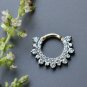 Natural Diamond Septum Clicker Piercing 14k Gold Nose Ear Body Piercing Jewelry.