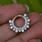Natural Diamond Septum Clicker Piercing 14k Gold Nose Ear Body Piercing Jewelry.