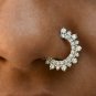 Natural Diamond Septum Clicker Piercing 14k Gold Nose Ear Body Piercing Jewelry.