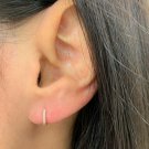 Huggie Hoops 14k Solid Gold Diamond Huggies Small Dainty Ear Stud Birthday Gift.