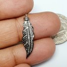 Pave Diamond 1pc Leaf Pendent 925 Silver Diamond Charm Pendant For Christmas. Pave Diamond 1pc Leaf Pendent 925 Silver Diamond Charm Pendant For Christmas.