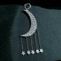 Pave Diamond Crescent Moon Pendant 925 Sterling Silver Moon And Star Charm Gift.