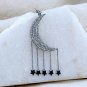 Pave Diamond Crescent Moon Pendant 925 Sterling Silver Moon And Star Charm Gift.