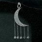 Pave Diamond Crescent Moon Pendant 925 Sterling Silver Moon And Star Charm Gift.