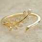 Fern Leaves Diamond Open Ring 14k Solid Gold Fancy Wedding Gold Ring Jewelry.
