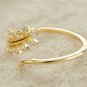 Fern Leaves Diamond Open Ring 14k Solid Gold Fancy Wedding Gold Ring Jewelry.