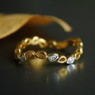 Curved Wedding Band 14k Solid Gold Diamond Eternity Band Filigree Lace Band Ring