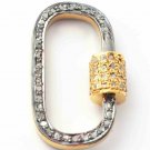 Pave Diamond Oval Carabiner Clasps 925 Silver Diamond Jewelry Connector Findings