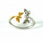 Two Dragonfly Open Ring 14k Gold Natural Diamond Damselfly Remembrance Jewelry.