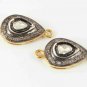 Double Bail Connector Rosecut Diamond Pear Connector 925 Silver Diamond Findings