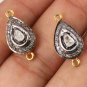 Double Bail Connector Rosecut Diamond Pear Connector 925 Silver Diamond Findings