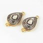 Double Bail Connector Rosecut Diamond Pear Connector 925 Silver Diamond Findings