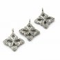 Pave Diamond Flower Charm 925 Silver Diamond Charm Pendant Jewelry Findings.