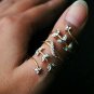 Full Finger Diamond Ring 14k Solid Gold Statement Ring Adjustable Finger Ring.