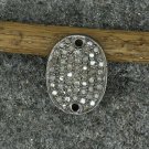Oval Disc Jewelry Connector Pave Diamond 925 Silver Diamond Necklace Connector.