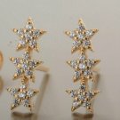 Diamond Triple Sparkling Stars Stud Earrings 14k Solid Gold Star Bar Jewelry. Diamond Triple Sparkling Stars Stud Earrings 14k Solid Gold Star Bar Jewelry.