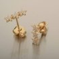 Diamond Triple Sparkling Stars Stud Earrings 14k Solid Gold Star Bar Jewelry.