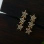 Diamond Triple Sparkling Stars Stud Earrings 14k Solid Gold Star Bar Jewelry.