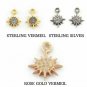 1Pc Pave Diamond Sunburst Pendant Charm 11x8mm Sterling Silver Diamond Sun Charm