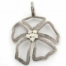 1Pc Rosecut Flower Pendant 925 Silver Diamond Rosecut Flower Polki Beads Pendant