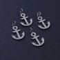 Pave Diamond 1pc Anchor Charm Pendant 925 Sterling Silver Diamond Pendant.
