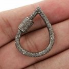 1Pc Pave Diamond Pear Screw Clasp Sterling Silver Pave Diamond Carabiner Clasp.