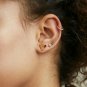 Diamond Mini Cluster Stud Earring Four Diamond Stud 14k Solid Gold Everyday Stud