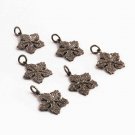Flower Charm Textured Pendant 925 Silver Pave Diamond Charm For Christmas. Flower Charm Textured Pendant 925 Silver Pave Diamond Charm For Christmas.
