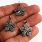 Flower Charm Textured Pendant 925 Silver Pave Diamond Charm For Christmas.