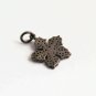 Flower Charm Textured Pendant 925 Silver Pave Diamond Charm For Christmas.