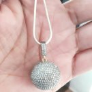 Pave Diamond Ball Pendant 925 Silver Diamond Wedding Necklace Charm Gift. Pave Diamond Ball Pendant 925 Silver Diamond Wedding Necklace Charm Gift.