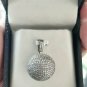 Pave Diamond Ball Pendant 925 Silver Diamond Wedding Necklace Charm Gift.