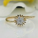 14k Solid Gold Statement Dainty Ring Natural Diamond Sunflower Birthday Ring. 14k Solid Gold Statement Dainty Ring Natural Diamond Sunflower Birthday Ring.