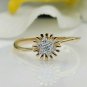 14k Solid Gold Statement Dainty Ring Natural Diamond Sunflower Birthday Ring.